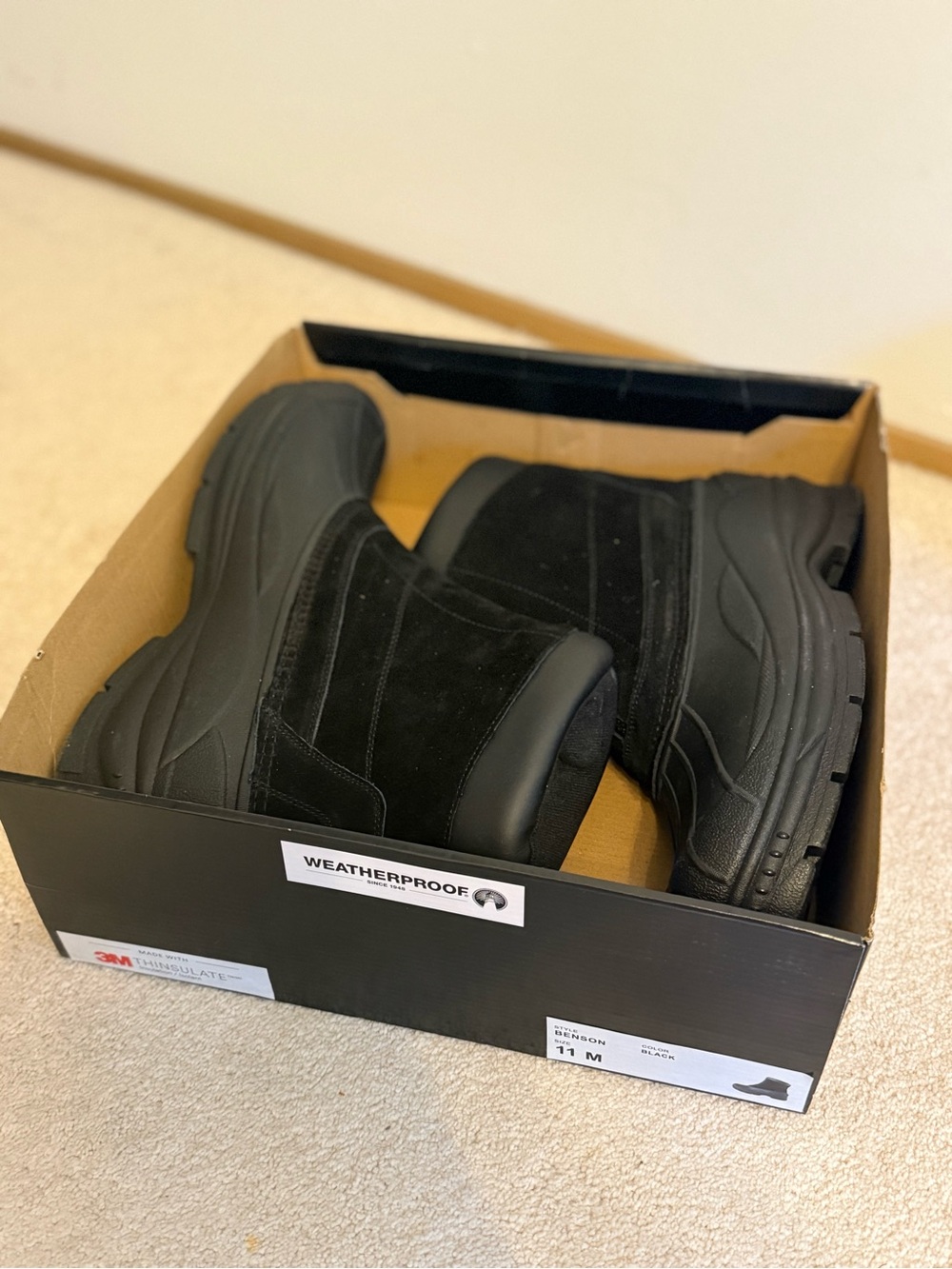 Weatherproof Men’s Black Suede Waterproof Boots size 11